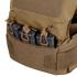 The Condor LCS Vanquish LT Plate Carrier in tan is built for military and tactical use, featuring three black rifle magazines held in front pouches with secure straps and hook-and-loop fasteners.