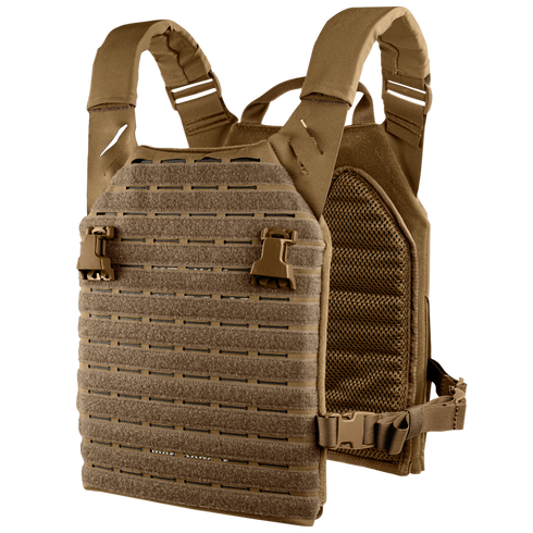 The Condor Elite LCS Vanquish Plate Carrier by Condor features adjustable shoulder straps, mesh padding, and laser-cut MOLLE panels for modular attachments—perfect for first responders or versatile range EDC setups.