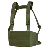 The Condor LCS VAS Harness Kit in Olive Drab features adjustable shoulder and waist straps, front hook-and-loop panel, and MOLLE webbing for tactical customization.
