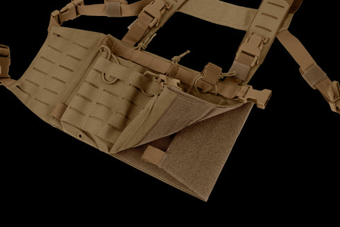 The Condor LCS VAS Harness Kit is a brown tactical chest rig with multiple pouches and adjustable straps, suitable for EDC or first responders, shown laid flat on a white background.