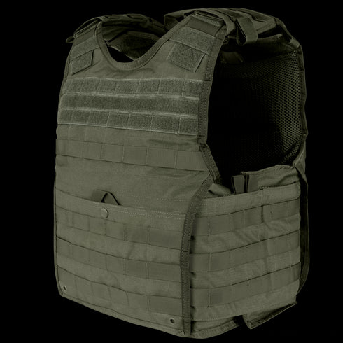 Condor EXO Plate Carrier Gen II in Ranger Green, featuring MOLLE webbing and adjustable shoulder straps, displayed on a white background. Small Size indicated at the bottom right corner.