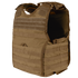 A Condor EXO Plate Carrier Gen II in Coyote Brown with MOLLE webbing, adjustable shoulder straps, and a 3D mesh liner for comfort, displayed standing upright on a white background.
