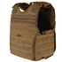 A Condor EXO Plate Carrier Gen II in Coyote Brown with MOLLE webbing, adjustable shoulder straps, and a 3D mesh liner for comfort, displayed standing upright on a white background.