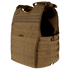 The Condor EXO Plate Carrier Gen II features adjustable straps, multiple MOLLE webbing rows, and a padded interior for military or first responders, shown in brown against a plain background.