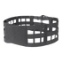 A black, grid-patterned tactical belt with large rectangular cutouts, adjustable straps, and a Velcro closure, displayed against a white background.