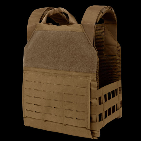The Condor Phalanx Plate Carrier | SALE features adjustable shoulder straps, a front hook-and-loop panel, and side ventilation panels—perfect for holding body armor plates in tactical or law enforcement situations.