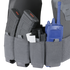 Close-up of three tactical pouches on the Condor Specter Plate Carrier, holding two black rifle magazines, a blue radio, and a black marker—essential gear for first responders or military professionals.