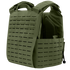 The Condor Vanquish RS Plate Carrier in olive green features laser-cut MOLLE slots, padded shoulder straps, and an adjustable cummerbund, shown on a white background.