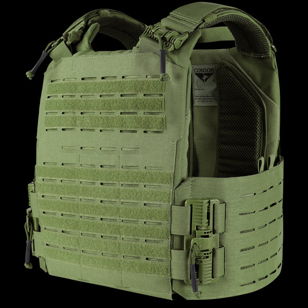 The Condor Vanquish RS Plate Carrier features adjustable shoulder straps, laser-cut MOLLE webbing, side buckles, and an interior brand tagāideal for everyday carry or use at the shooting range.