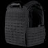 The Condor Vanquish RS Plate Carrier is a black vest featuring modular laser-cut webbing, adjustable shoulder straps, and side panels—ideal for law enforcement use or the shooting range.