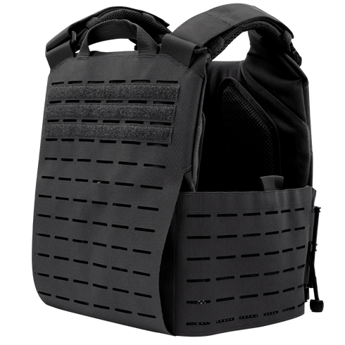 The Condor Vanquish RS Plate Carrier features laser-cut MOLLE webbing and adjustable shoulder straps, shown against a plain white background.