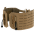 The Condor Vanquish RS Plate Carrier features a tan tactical cummerbund with laser-cut MOLLE slots, mesh interior, and quick-release buckles, designed for modular body armor systems and shown on a white background.