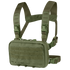 The Condor Stowaway Chest Rig in olive green features adjustable shoulder straps, MOLLE webbing, quick-release buckles, and a front compartment—perfect for military or first responder applications.