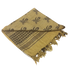 The Condor Shemagh - Pirate is a tan and black patterned scarf with fringe, featuring geometric and animal prints—perfect as an EDC accessory for first responders or shooting range enthusiasts.