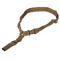The Condor Matrix Single Point Sling is a tan tactical gun sling with adjustable straps and plastic quick-release buckles, shown against a white background.