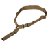 The Condor Matrix Single Point Sling is a tan tactical gun sling with adjustable straps and plastic quick-release buckles, shown against a white background.