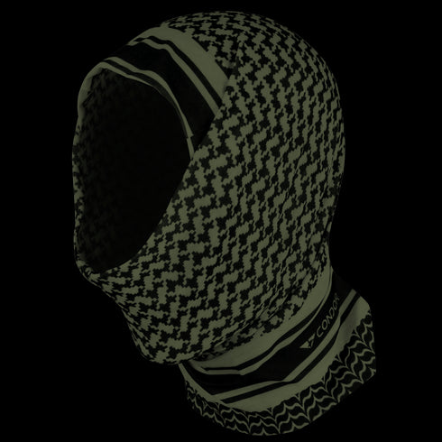 The Condor Multi Wrap is a black and white geometric patterned tactical balaclava made from moisture-wicking fabric, with the Condor logo near the neck.