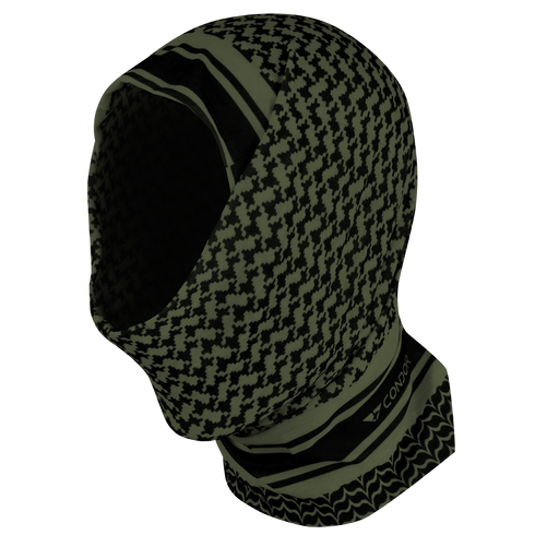 The Condor Multi Wrap is a black and white geometric patterned tactical balaclava made from moisture-wicking fabric, with the Condor logo near the neck.