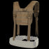 The Condor H-Harness in tan features adjustable straps and MOLLE webbing, shown on a white background with a partially transparent belt section.