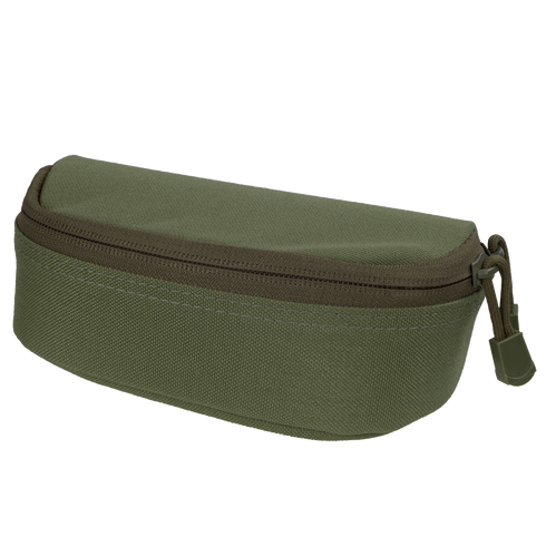 The Condor Sunglasses Case is a closed, rectangular green fabric pouch with a rounded top and a visible zipper pull.