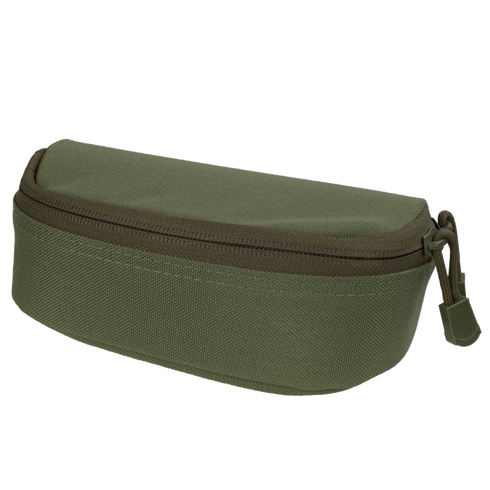 The Condor Sunglasses Case is a closed, rectangular green fabric pouch with a rounded top and a visible zipper pull.