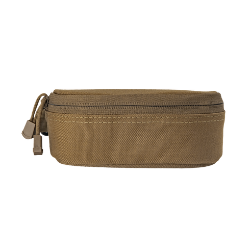 The Condor Sunglasses Case is a small, rectangular, khaki zippered pouch with dual zipper pulls and a fabric handle on one side, displayed against a white background.