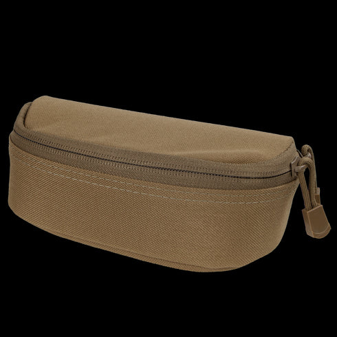 The Condor Sunglasses Case is a small, brown, zippered fabric pouch with a rectangular shape and rounded edges, shown on a white background.