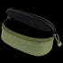 The Condor Sunglasses Case - Scorpion OCP is an open olive green zippered pouch with a black interior and fabric pull tab—ideal for EDC or bushcraft essentials.