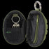 The Condor Grenade Key Chain Pouch is a small, oval green tactical zippered pouch with a keyring, mesh pocket, and inner zipper compartment, shown open to display its interior.