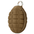 The Condor Grenade Key Chain Pouch is a coyote brown fabric pouch with a compression-molded grenade shape and zippered closure, plus a silver keyring at the top for tactical style and convenience.