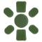 Seven green Condor Helmet Pads II, including one large round pad and six smaller rectangular and oval pads, are arranged in a circle on a white background.
