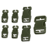 The Condor Buckle Repair Kit includes seven olive green plastic side release buckles in assorted sizes, perfect for military or law enforcement gear, shown on a transparent background.