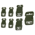 The Condor Buckle Repair Kit includes seven olive green plastic side release buckles in assorted sizes, perfect for military or law enforcement gear, shown on a transparent background.