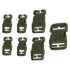 The Condor Buckle Repair Kit includes seven olive green plastic side release buckles in assorted sizes, perfect for military or law enforcement gear, shown on a transparent background.