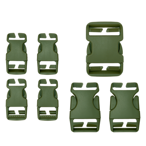 The Condor Buckle Repair Kit includes six small, two medium, and one large green plastic side-release buckles displayed on a white background.