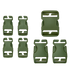 The Condor Buckle Repair Kit includes six small, two medium, and one large green plastic side-release buckles displayed on a white background.