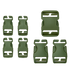 The Condor Buckle Repair Kit includes six small, two medium, and one large green plastic side-release buckles displayed on a white background.