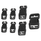 The Condor Buckle Repair Kit features six black plastic side-release buckles in assorted sizes, perfect for EDC or military gear, displayed on a white background.