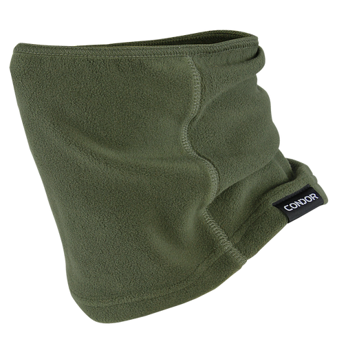 The Thermo Neck Gaiter by Condor is an olive green fleece accessory featuring visible stitching and a small black side tag with the Condor logo.