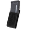 The Condor QD M4 Mag Pouch (2 Pack) holds a black polymer rifle magazine, features a Velcro flap, and is designed in black for military or law enforcement use.