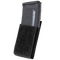 The Condor QD M4 Mag Pouch (2 Pack) holds a black polymer rifle magazine, features a Velcro flap, and is designed in black for military or law enforcement use.