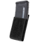 The Condor QD M4 Mag Pouch (2 Pack) holds a black polymer rifle magazine, features a Velcro flap, and is designed in black for military or law enforcement use.