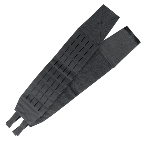 The Condor LCS VAS Slim Cummerbund in black, featuring adjustable hook-and-loop fasteners and perforations, is ideal for EDC or organizing gear—shown laid flat on a white background.