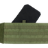 The Condor VAS Modular Cummerbund in green features horizontal webbing and comes with a black rectangular panel partially inserted behind it.