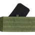 Condor VAS Modular Cummerbund in green, featuring horizontal MOLLE webbing and shown partially open to display a black soft armor insert positioned behind it.