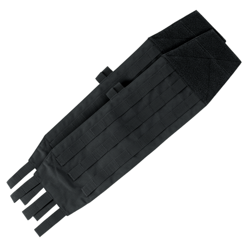The Condor VAS Modular Cummerbund | SALE is shown laid flat on a white background, featuring black tactical nylon with multiple loops, hook-and-loop fasteners, and attachment points.