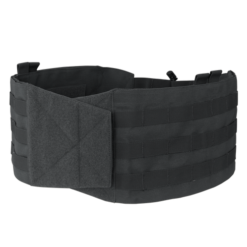 The Condor VAS Modular Cummerbund | SALE features a black design with Velcro closure and multiple horizontal webbing rows for accessory attachment, shown against a plain background.