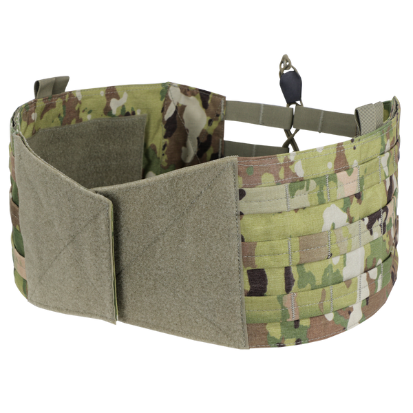 The Condor VAS Modular Cummerbund in Scorpion OCP features MOLLE webbing and hook-and-loop fasteners, providing reliable EDC gear for military personnel or first responders.