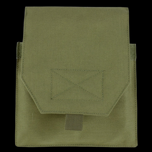 A front-facing photo of the Condor VAS Side Plate Insert (Pair), shown in a closed olive green nylon pouch with hook-and-loop flap, ideal for EDC or First Responders, set against a white background.