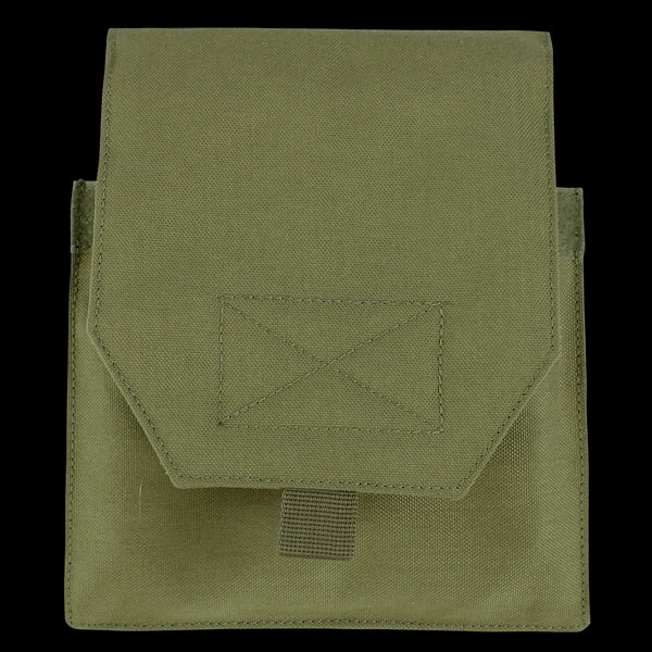 A front-facing photo of the Condor VAS Side Plate Insert (Pair), shown in a closed olive green nylon pouch with hook-and-loop flap, ideal for EDC or First Responders, set against a white background.